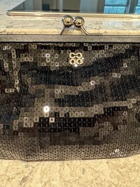 Coach Black Sequin Frame Clutch